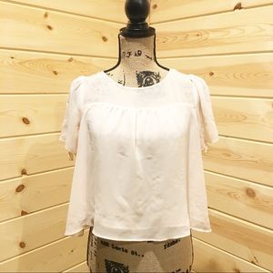 Forever 21 Pale Pink Sheer Cropped Blouse Small
